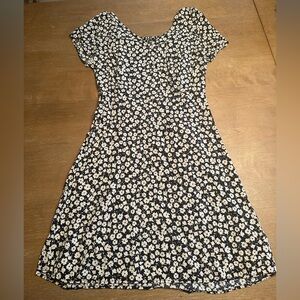 Floral Navy Blue and White Dress